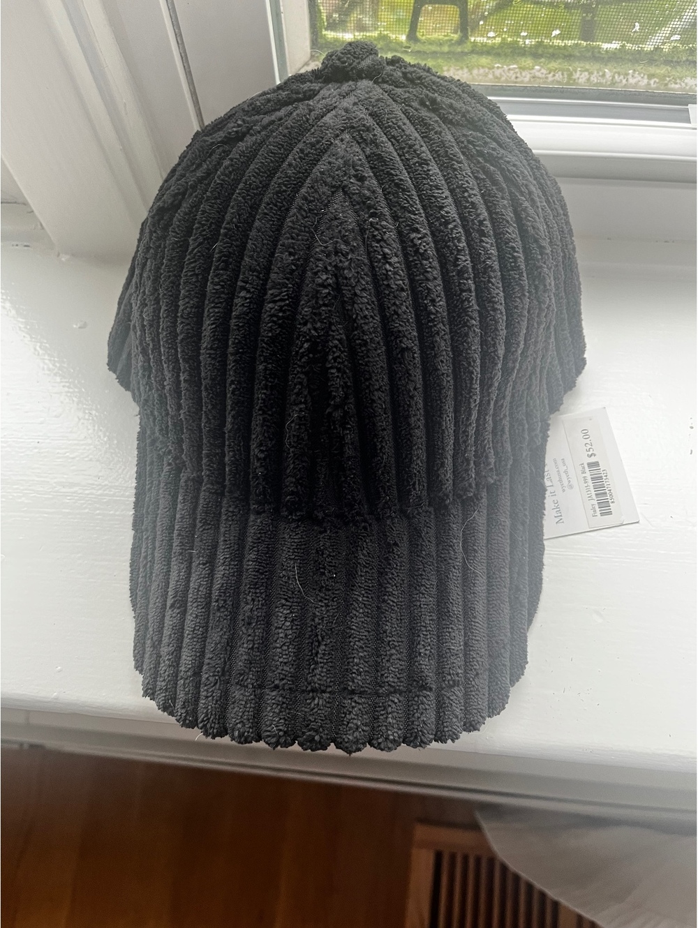 Wyeth Black Ribbed Textured Baseball Cap with Adjustable Strap